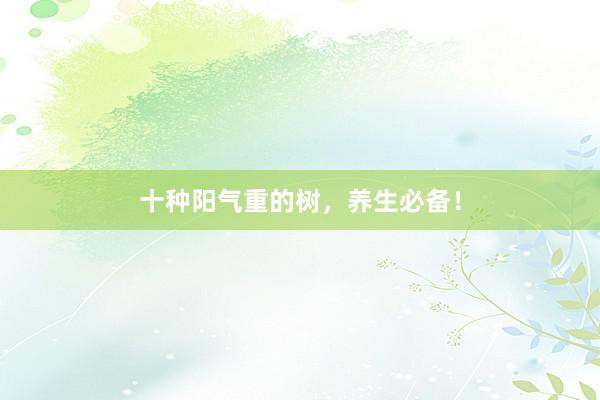 十种阳气重的树，养生必备！