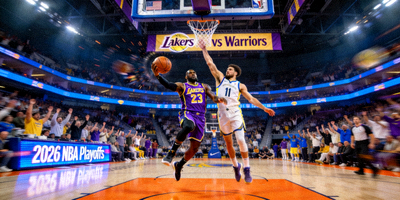 2026年NBA季后赛湖人队与勇士队关键回合投篮瞬间